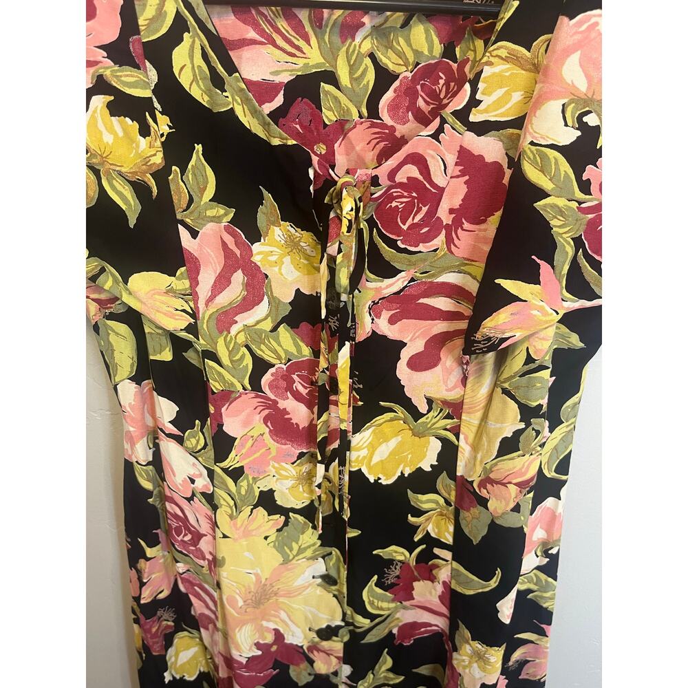 Vintage 90's Floral Cottagecore Short Sleeve Midi Length Romantic Dress Size M - Picture 3 of 10